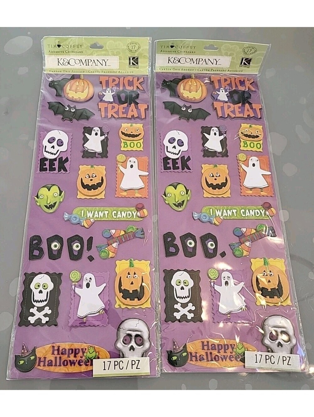 Vintage Halloween 34 Sticker Pack Stickers Googly Eyes Dimensional Sealed New